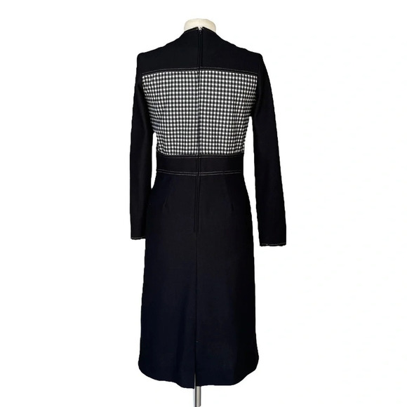 HOWARD WOLF Women’s Size S/M Black Contrast Plaid Vintage Midi Shift Dress - Picture 3 of 3